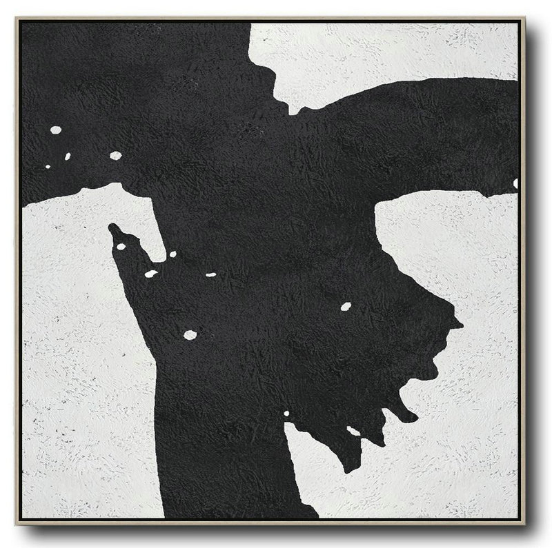 Original Extra Large Wall Art,Oversized Minimal Black And White Painting - Large Living Room Decor